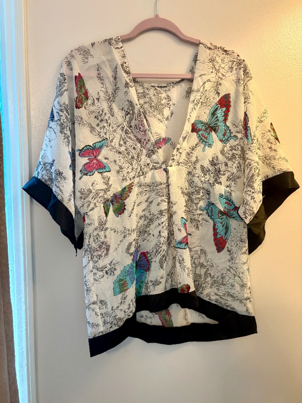 Sheer butterfly kimono top